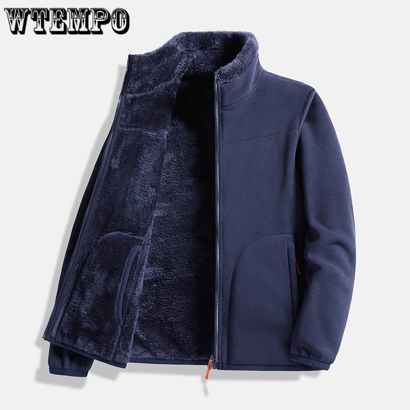 Cardigan Fleece Jacket for Women Winter Raincoat with Thick Coral Fleece Lining and Polar Fleece Jacket for Men Can Be Worn on Both Sides