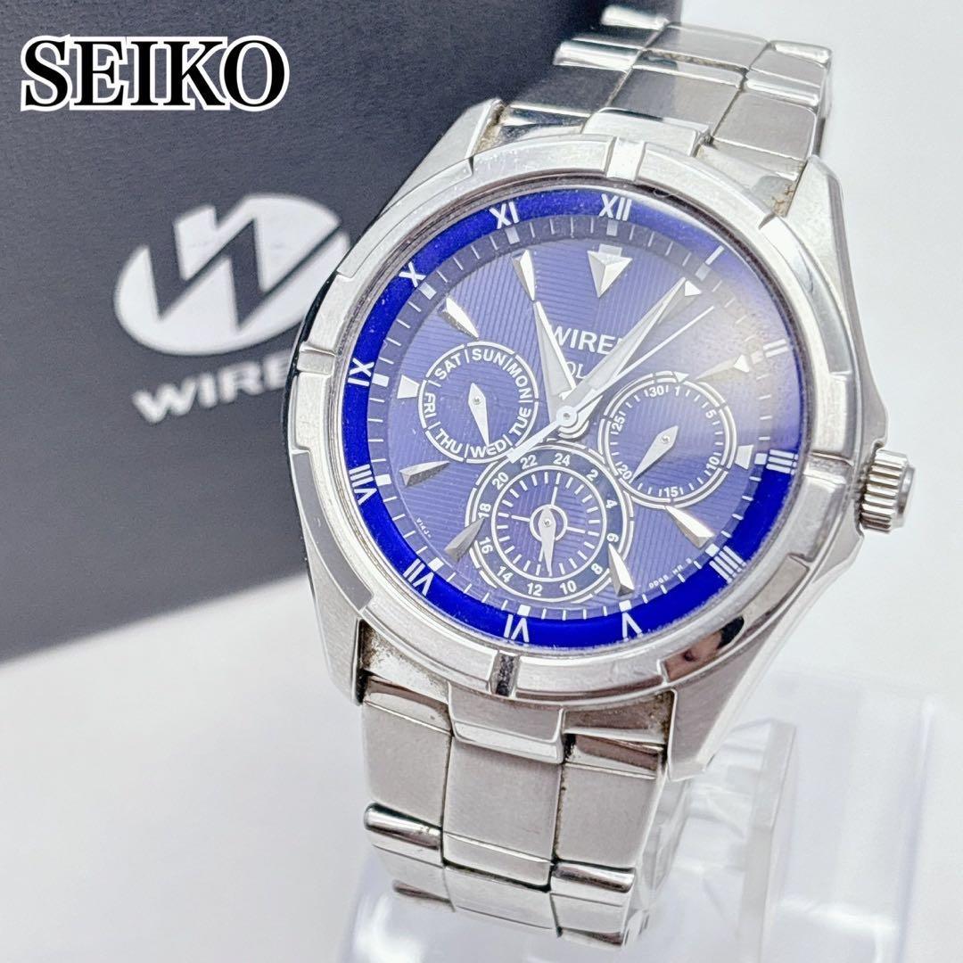 Used SEIKO WIRED Solar Men s Watch Chronograph Blue Dial