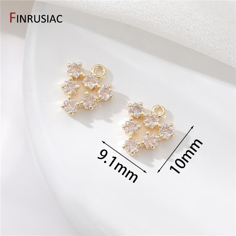 

14K Gold Plated Brass Inlaid Zircon Bow Knot Tree Flower Charms For DIY Necklace Earrings Jewelry Making Accessories 2 pieces