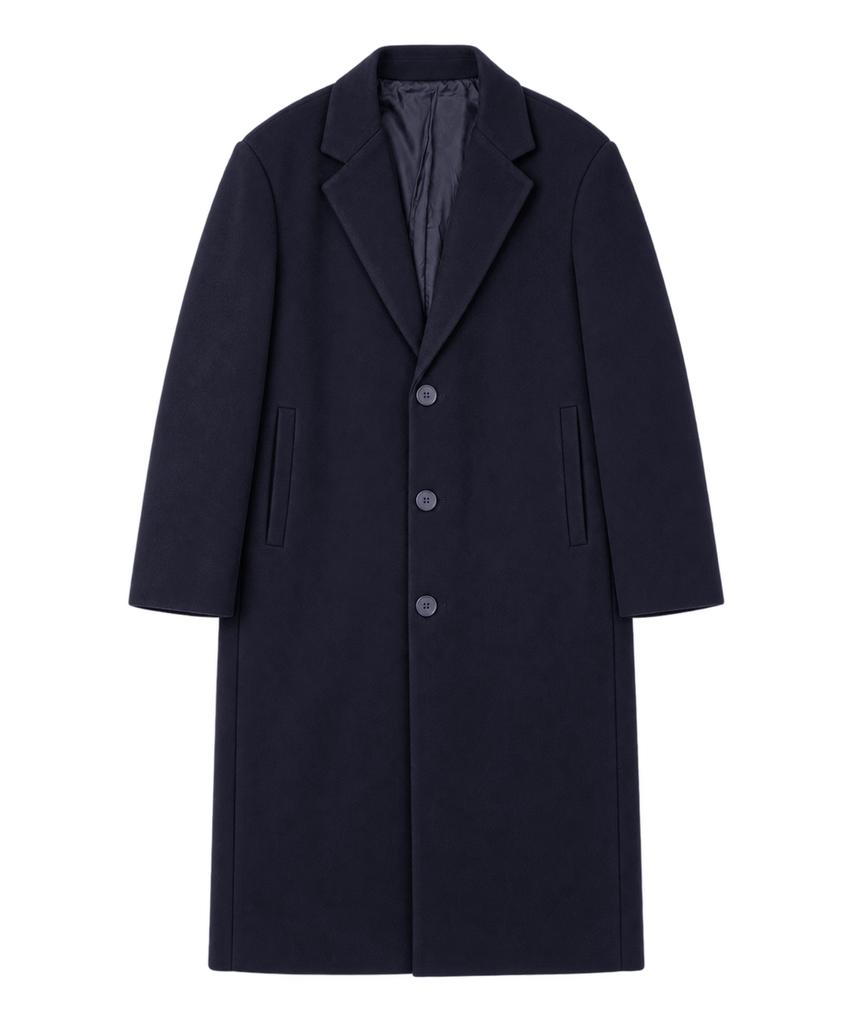 GRAYBLVD Lowell Woolblend Single Long Coat (Navy)
