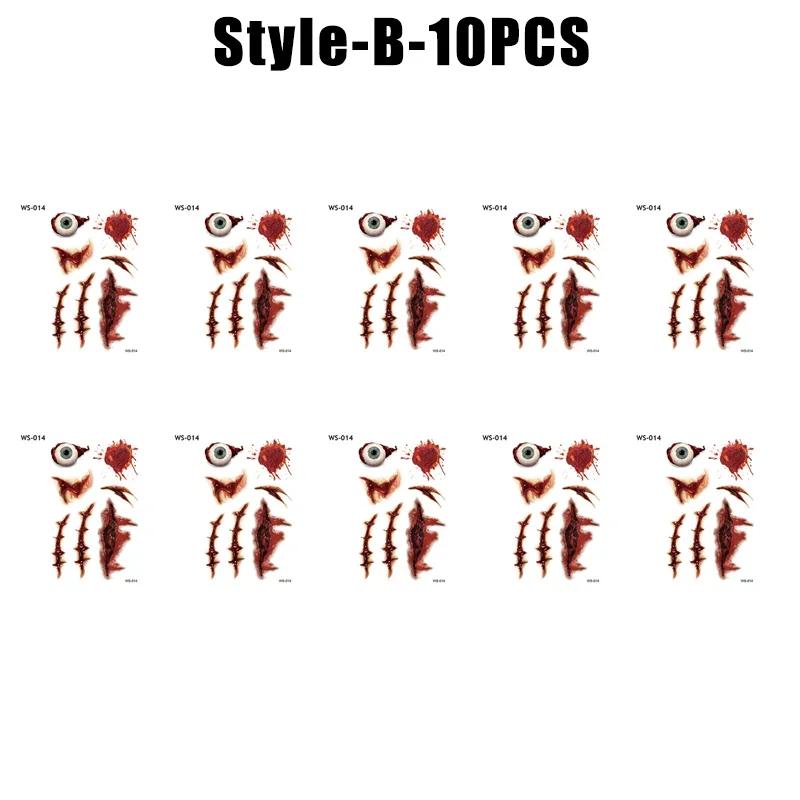 Scary Creepy Halloween Wound Temporary Tattoo Waterproof Realistic Blood Tattoos Injury Scar Tattoo Stickers for Face Hands