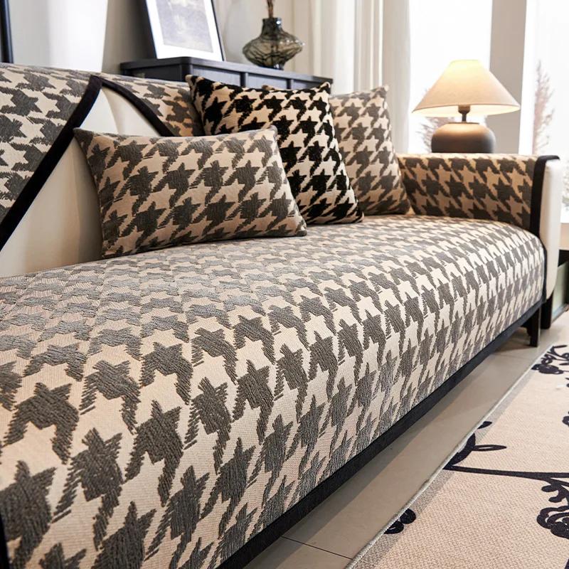 

Роскошный диван-подушка Four Seasons General Fresh Ink из кожи, подушка для дивана из шенилла, современный простой комбинированный чехол для дивана 70x70cm 1pcs