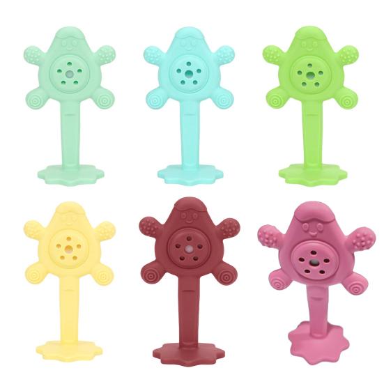Baby Rattle Teething Toy Infants Food-Grade Silicone Rattle Easy-to-Grip Clean Develops Motor Skills Baby Sensory Development Toy
