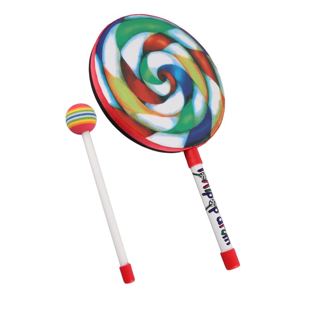 Children Hand Drum Multicolor Rainbow Percussion Instrument Musical Sound Education Tool 8in