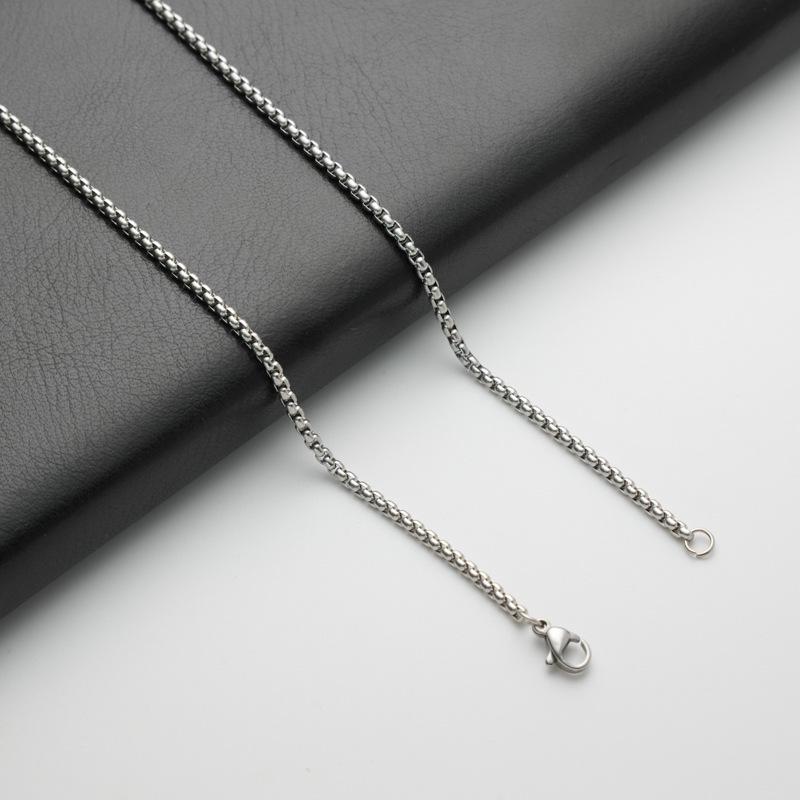 Custom 18K Gold Stainless Steel Square Pearl Chain Necklace (Without Pendant)
