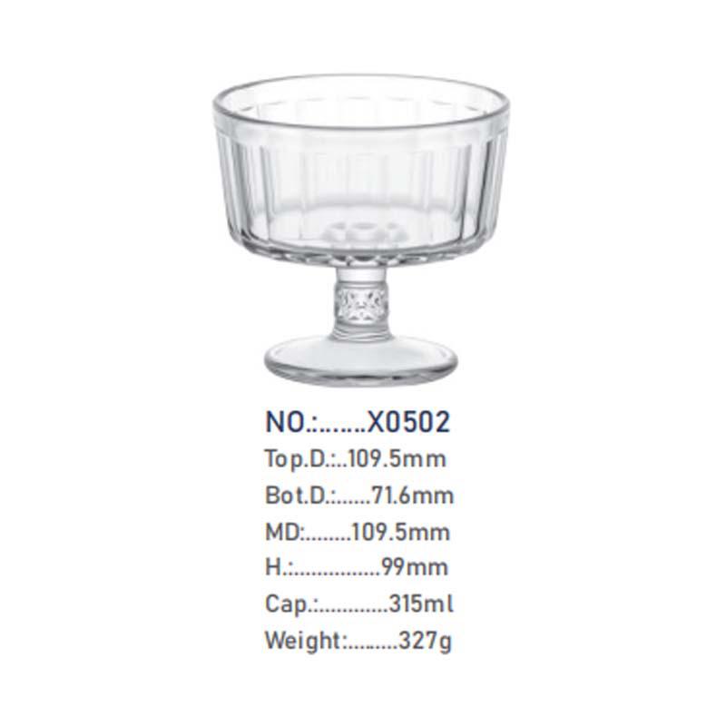 Low-Base Glass Cup for Ice Cream, Coffee, Yogurt, and Desserts