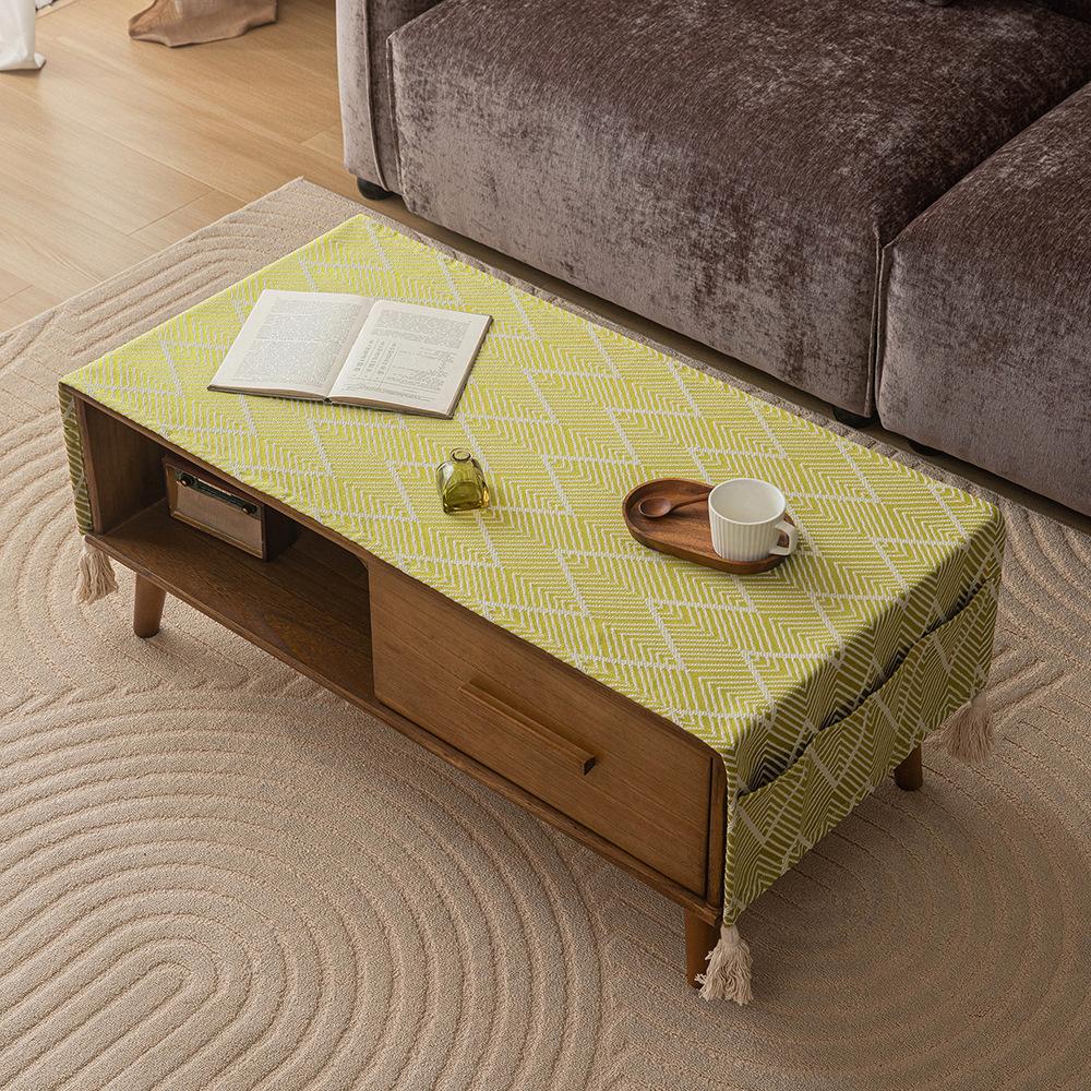 Waterproof Wash Free Tablecloth Modern Checkered Table Runner Cotton Linen for Living Room Dining Table