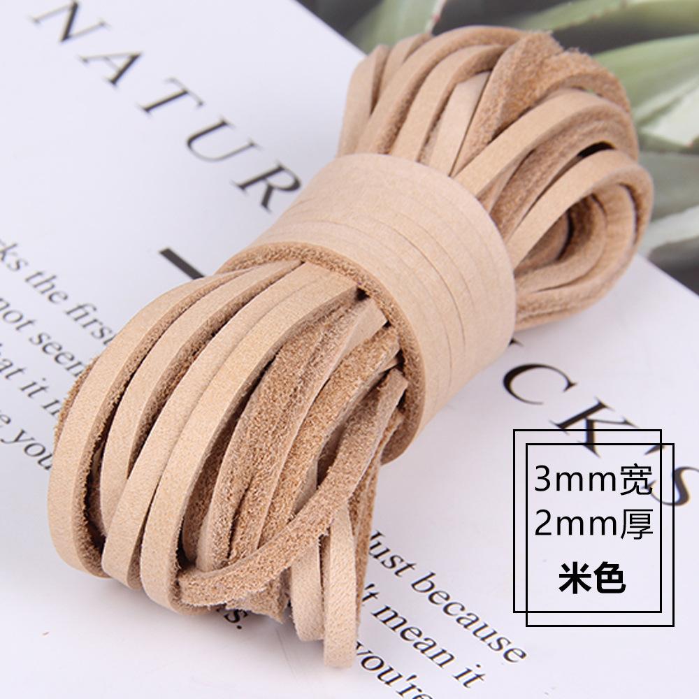 Diy Jewelry Accessories 3Mm Wide 2Mm Thick Square Cowhide Rope Bracelet Necklace Sweater Chain Woven Rope Genuine Leather Leather Rope