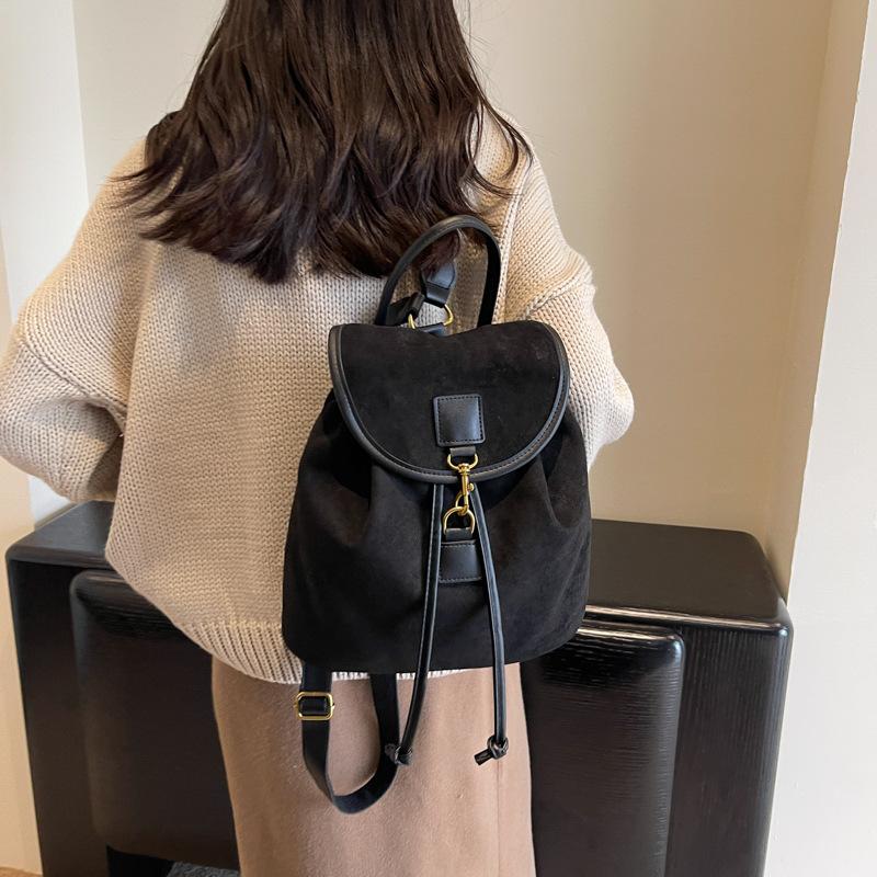 Autumn Suede Backpacks For Women Large Capacity College Student Schoolbags Suitable For Travel Daily Commuting KTB