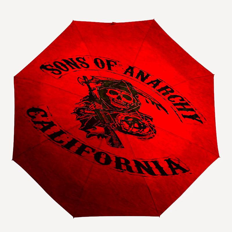 

1pc SONS OF ANARCHY CALIFORNIA Automatic Open Close Umbrella with 8-Rib Windproof Canopy Compact Portable Travel Umbrella10294
