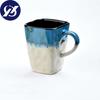 Creative Flow Glaze Square Coffee Mug With Spoon and Lid Retro Tea Cup Simple Household Matte Color Ceramic Milk Water Cup Gift