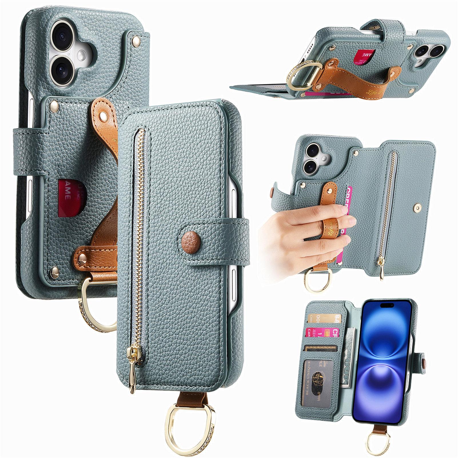 

For iPhone 17 Case RFID Blocking Zipper Wallet PU Leather Mobile Cover