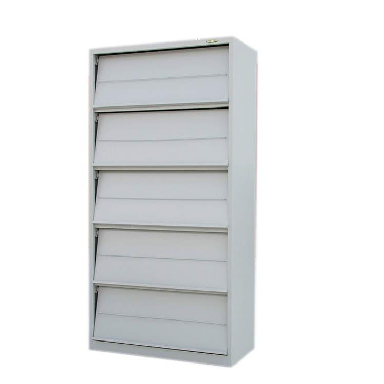 4-Layer Single-Sided Steel Magazine, Newspaper, and Book Rack Cabinet with Lower Shelf