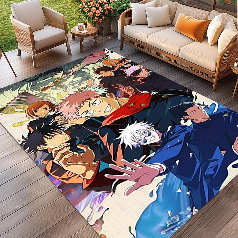 Jujutsu Kaisen Print Rug, Washable Floor Carpet, For Entryway Dorm Laundry Room Office Study, Home Decor Birthday Christmas Gift