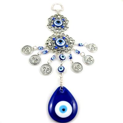 Evil Eye Wall Hanging Blue Glass Eye Charm Alloy Pendant Protection Decor for Home Office Hanging Ornament Gift Room Decor