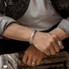 S925 Thai Silver Bracelet Do Old Bracelet Retro Fashion All -Match Couple Style True Word Open Bracelet Boutique Jewelry Gift