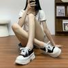 platform-soled muffin shoes women's small height increase versatile casual sports shoes women's school style French canvas lace-up women's shoes