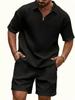 Men's Summer New Style Trendy Casual Shang Huafu Ge Comfortable Solid Color Polo Sport Set
