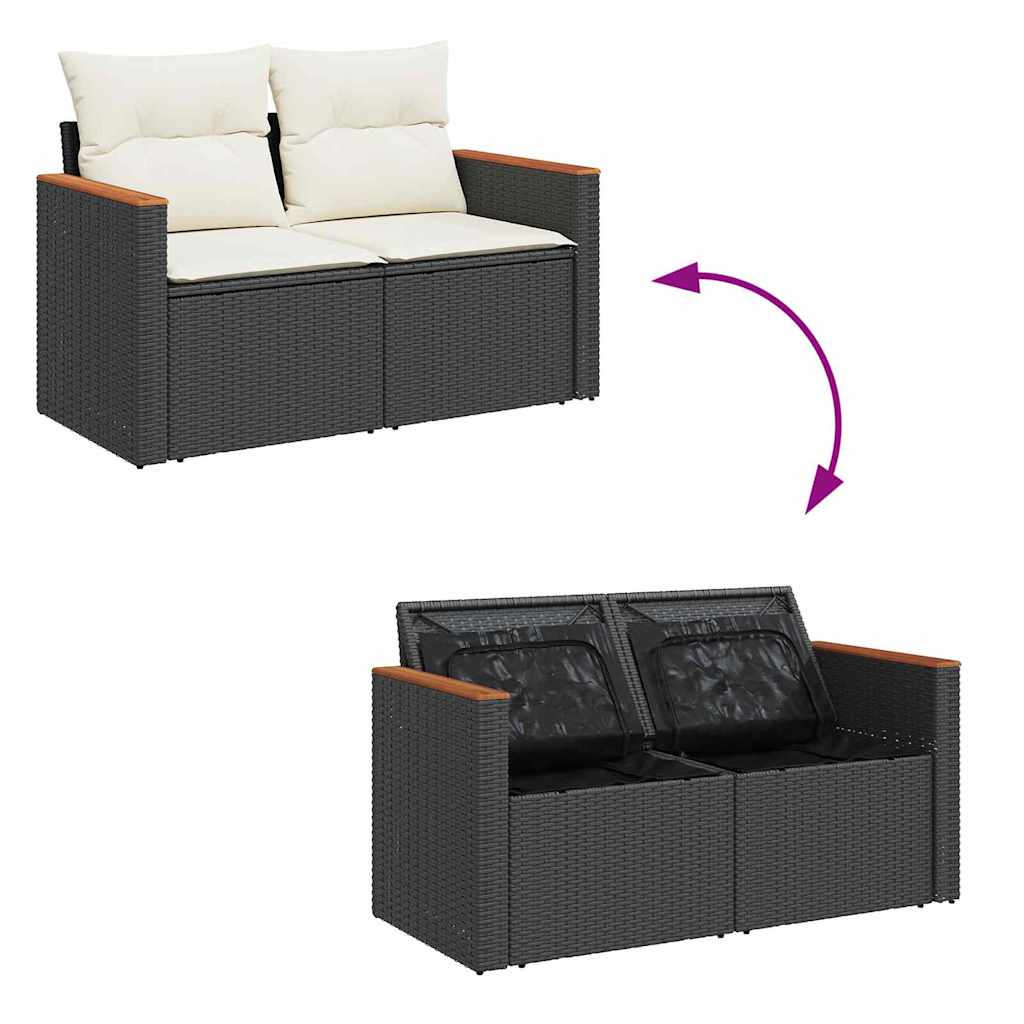 Garden Sofa Set with Cushions 10 pcs Black Poly Rattan