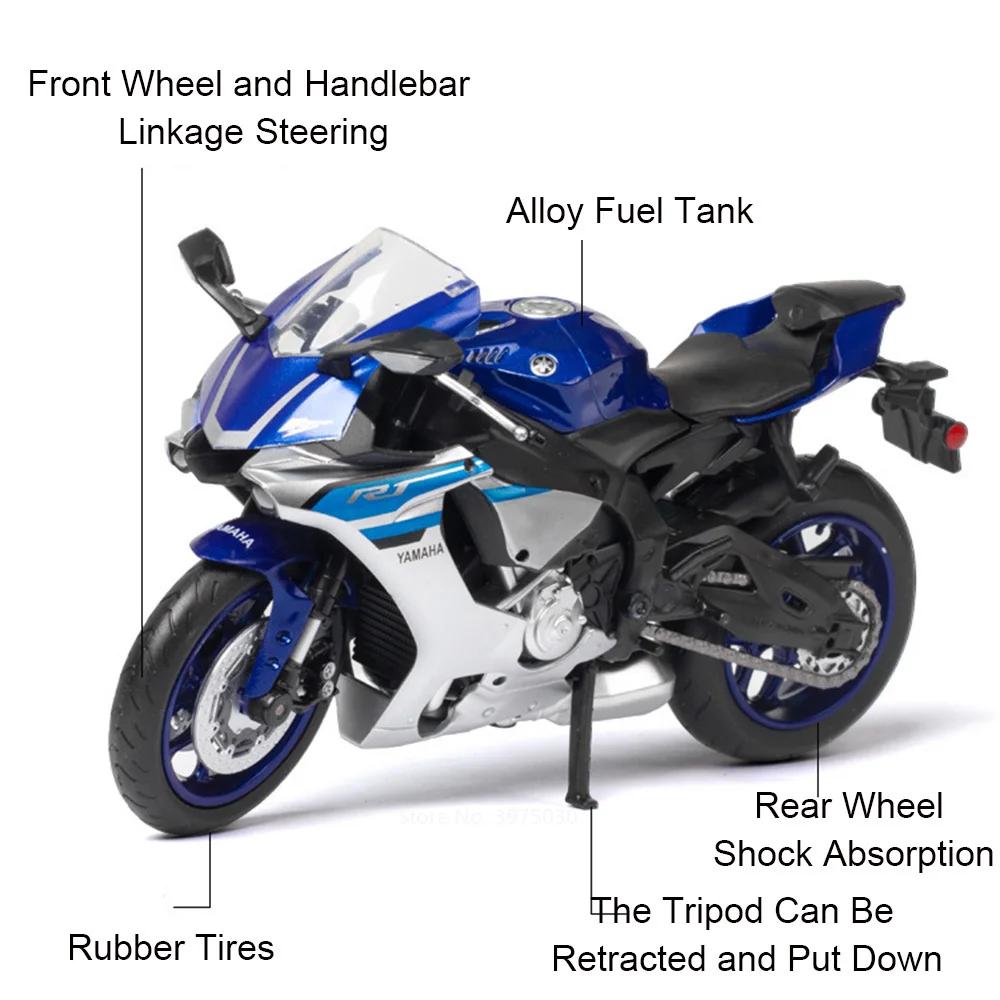 1/12 Scale Yamaha YZF R1 Metal Diecast Motorcycle Toy Car Model Rubber Tires Wheel Steering Toys Motorcycles Kids Children's Day Gifts