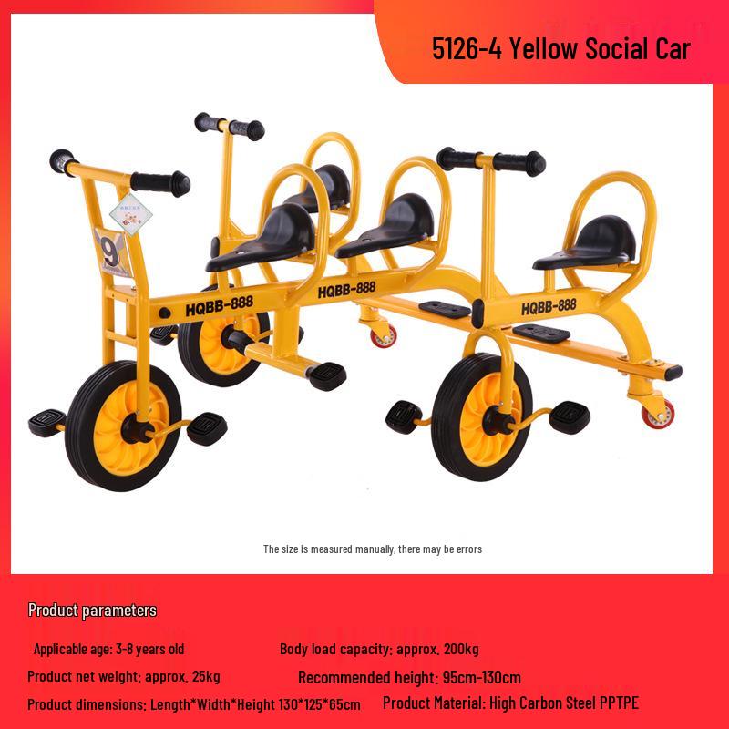 Children's Double Pedal Tricycle with Basket for Outdoor Play