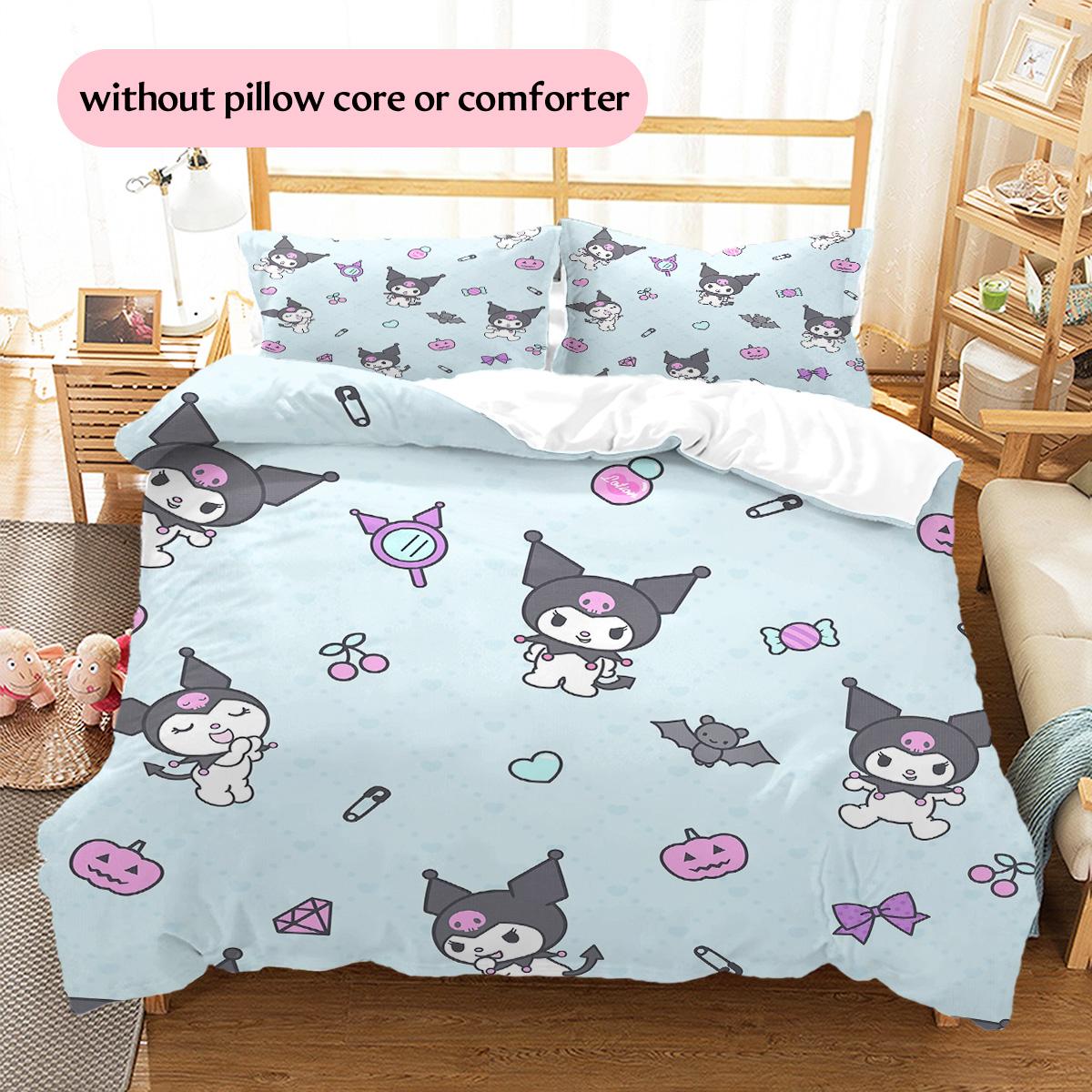 

Kuromi Pattern Bedding Quilt Set Home Decoration Gift (1 * duvet cover + 2 * pillowcase without core) 155x200cm