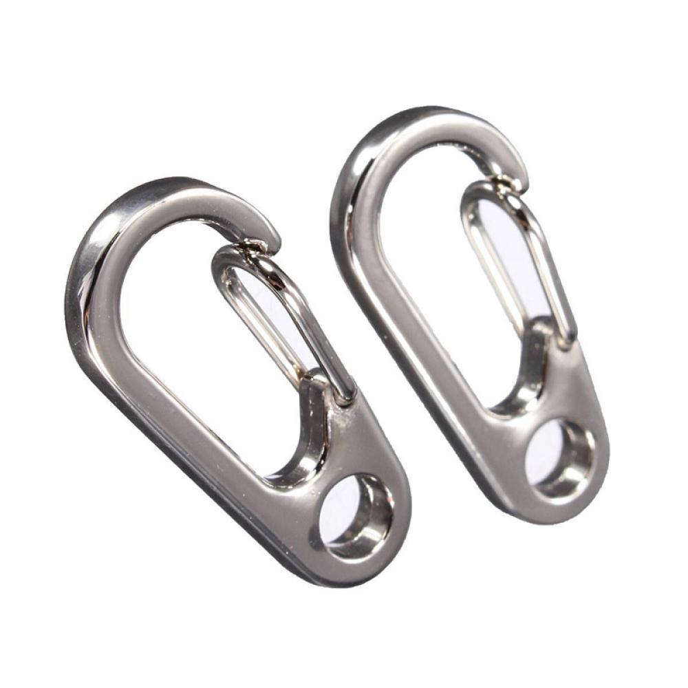 Pair EDC Clip Tool Keyring Spring Buckle Stainless Steel Carabiner Split Ring