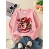 Girls' Crewneck Sweatshirt Red Hearts Polka Dots Stripes Bow Machine Washable, Spring And Autumn, Sportswear And Casual Wear, Soft And Comfortable
