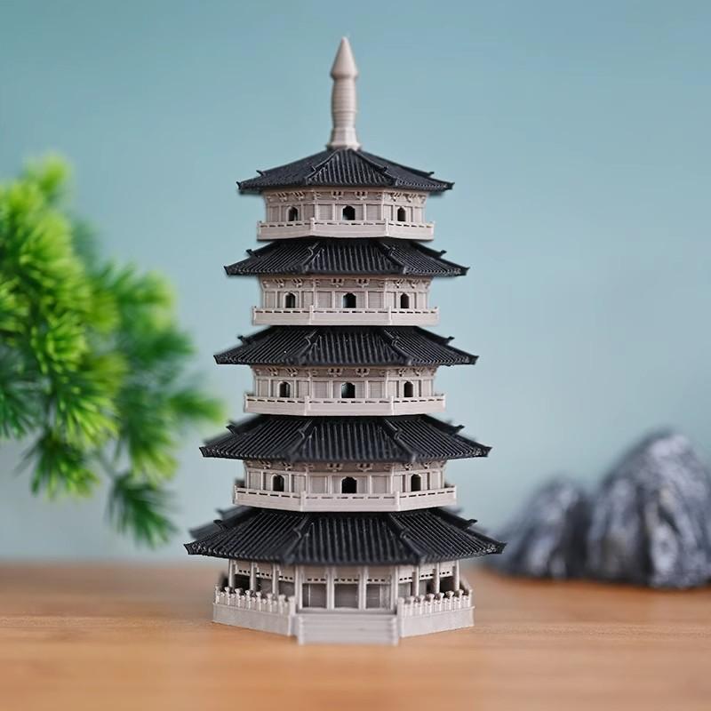 5-Layer Chinese Pagoda Fish Tank Decor Mini Landscape  Aquarium Ornament, Mountain Bonsai, Water & Land Terrarium