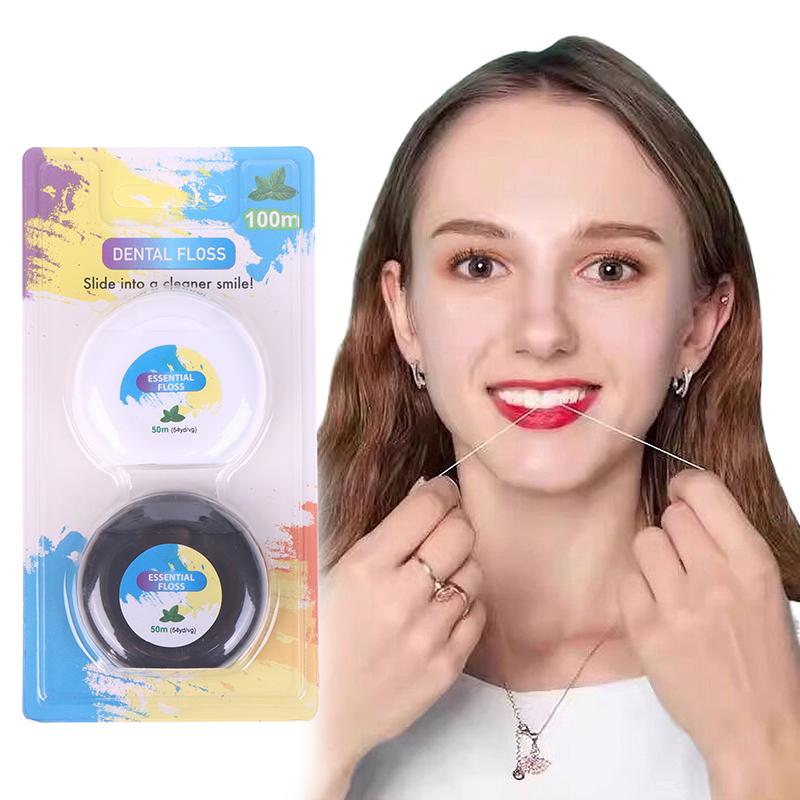 2Roll Portable 50M Dental Flosser Oral Care Essential Floss Toothpicks Dentistry Floss With Case Dental Hygiene Teeth Clean Tool