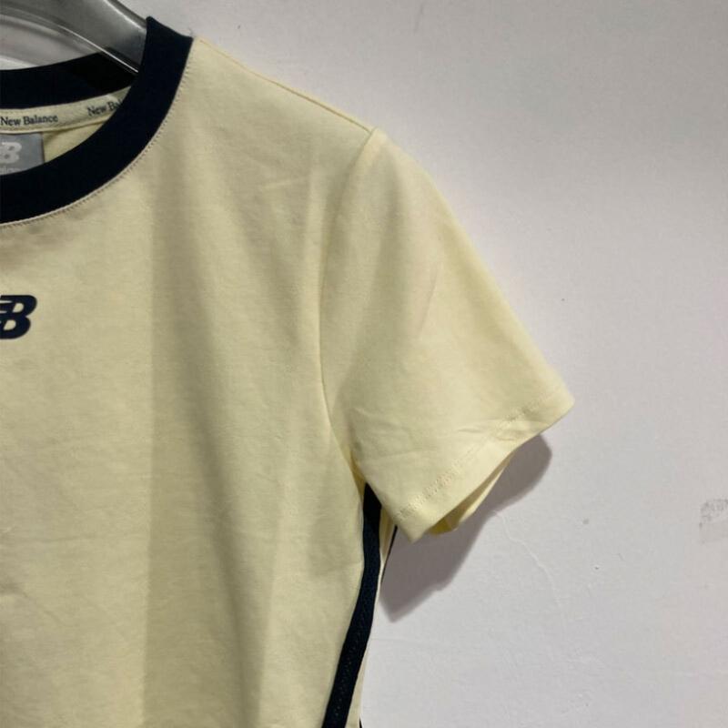 New Balance Tricou Crop W cu Mânecă Scurtă Ringer nbnef2W112 Galben Deschis