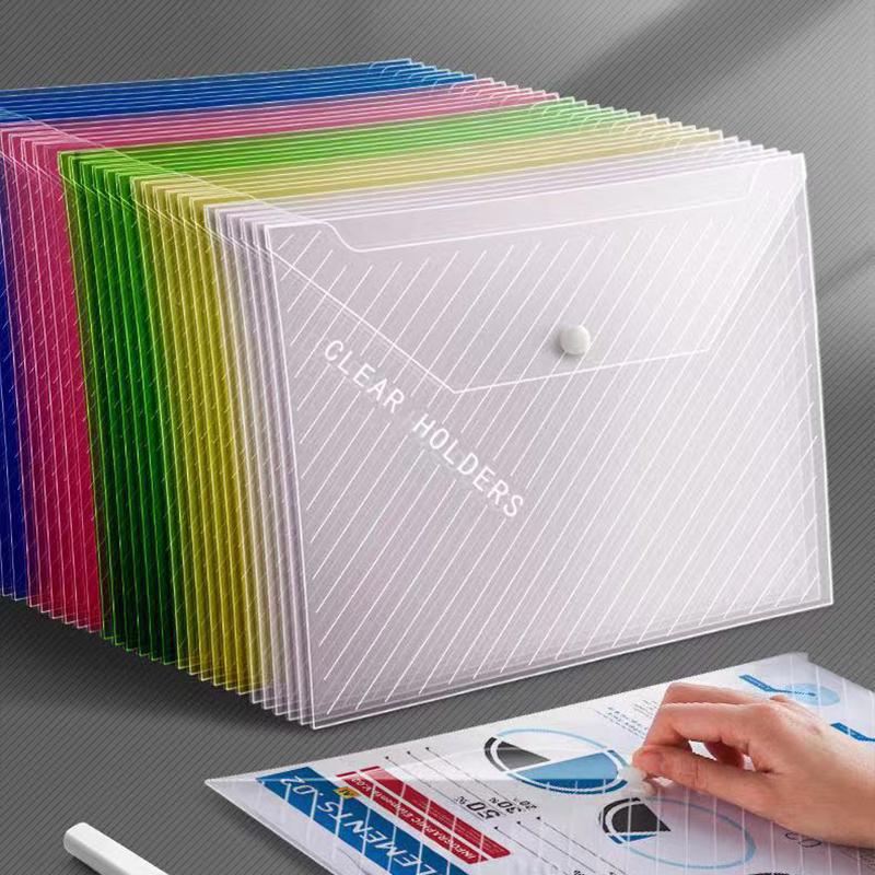 5/10pcs A4 File Bags Transparent Plastic Large-capacity Waterproof Snap-on Type Test Paper Storage Supplies for Archives TMZ