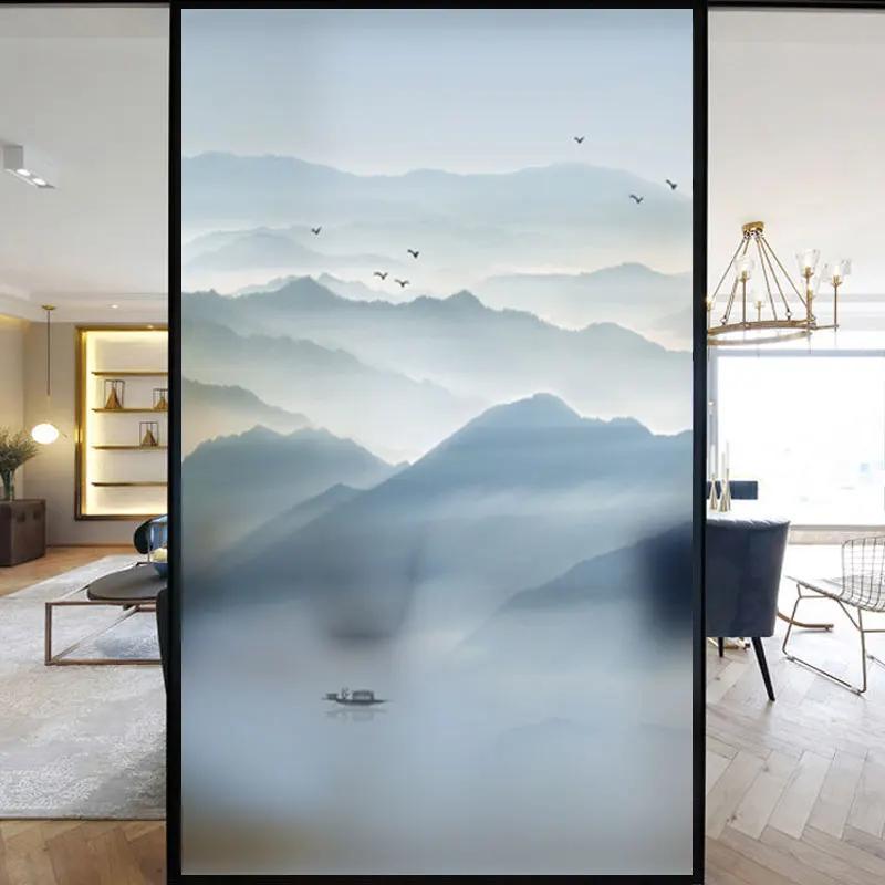 

Static Cling Privacy Windows Film Decorative Chinese Landscape Painting Glass Window Stickers Frosted Window Film (as the picture,40x60cm WxH)