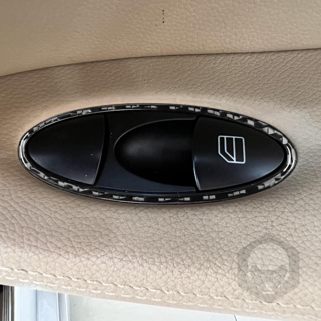 For Mercedes-Benz CLS C219 2004-2009 Car Door Lift Button Frame Sticker Cover Trim Carbon Fiber Interior Styling