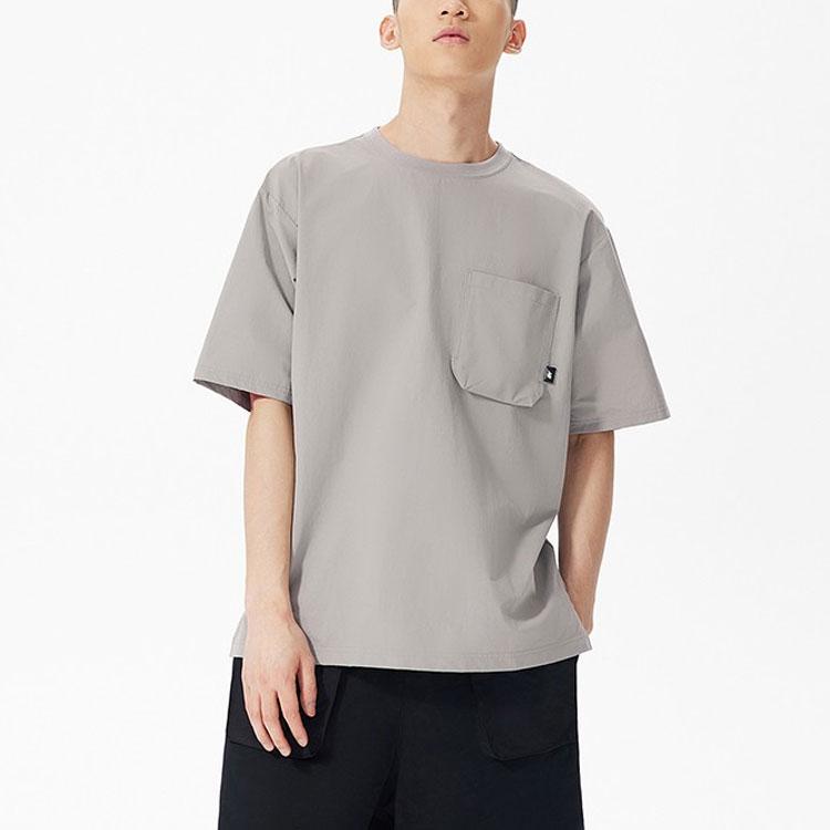 New Balance T Shirts Men's Gray Crew Neck Moderate Straight Fit AMT22364-SDE