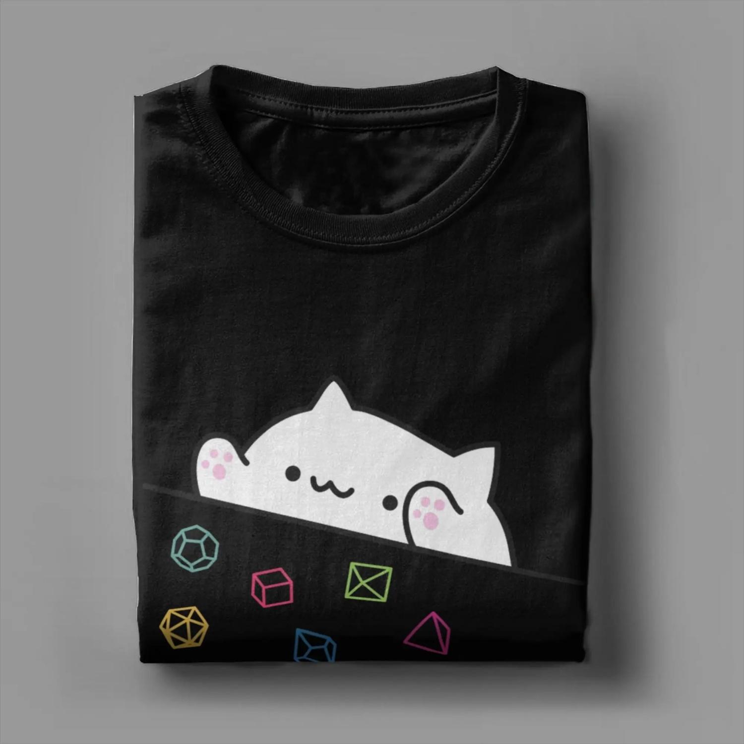 Casual Dice Cat DnD Dungeon and Dragon Meowster T-Shirts for Men Round Collar Cotton T Shirt  Short Sleeve Tees Big Size Tops S
