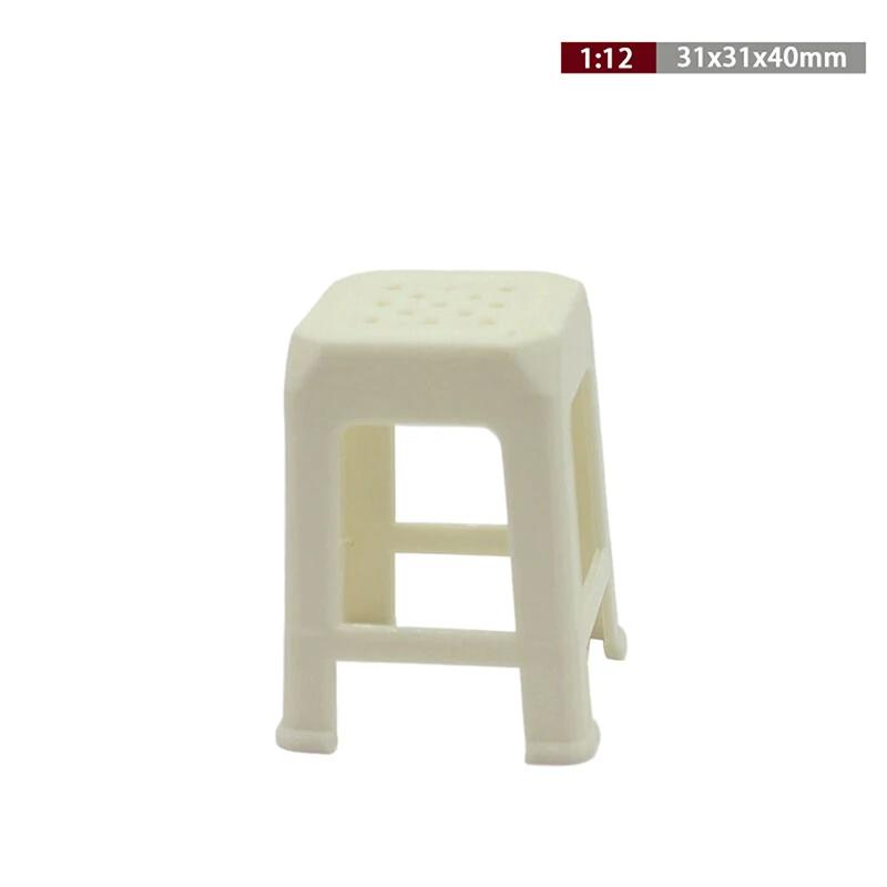 1Pc Dollhouse Miniature Plastic Stool Small Chair Model Doll House Mini Simulation Living Room Furniture Decor Toy Accessories