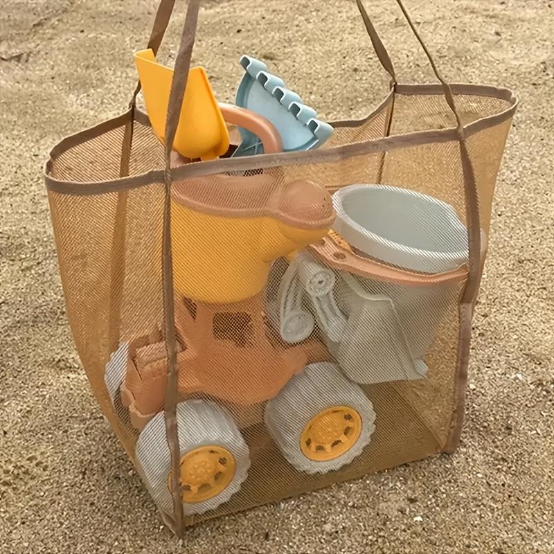 2pcs Large Capacity Mesh Beach Tote | Durable, Solid Color Black with Sturdy Handles, Suitable for Travel, Beach, Vacation, and Camping