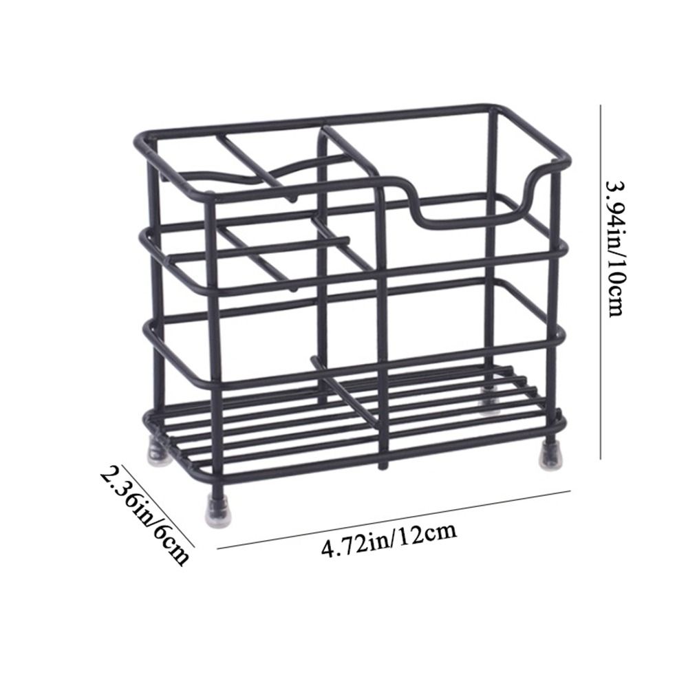 Stable Stainless Steel Toothbrush Holder Black/Silver Bathroom Countertop Storage Rack  Countertops