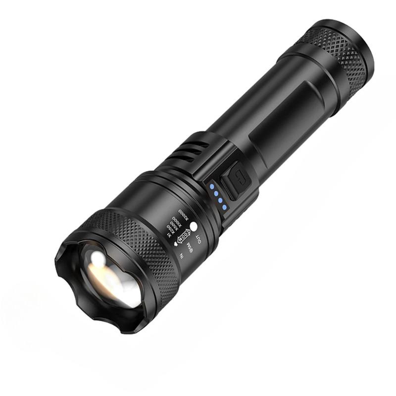 Flashlight 3 1800mah Led Portable Lighting Modes Power Display Emergency Lantern Outdoor Camping Usb Rechargeable Torch