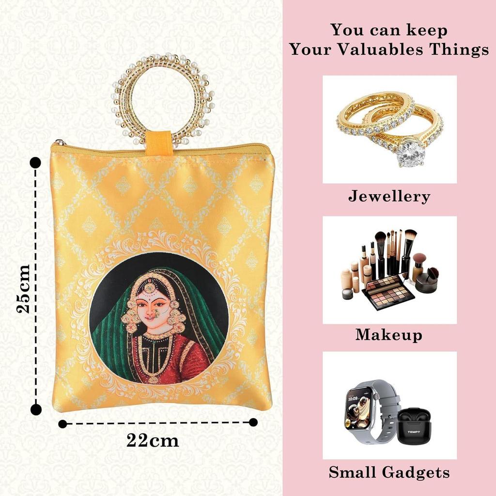 2 Stück Seide Kleine Handtaschen für Damen Stilvoll mit Reißverschluss & Henkel | Traditionelle Handheld-Taschen für Damen | Ethnische Damen Geldbörse Handtasche für Gastgeschenke