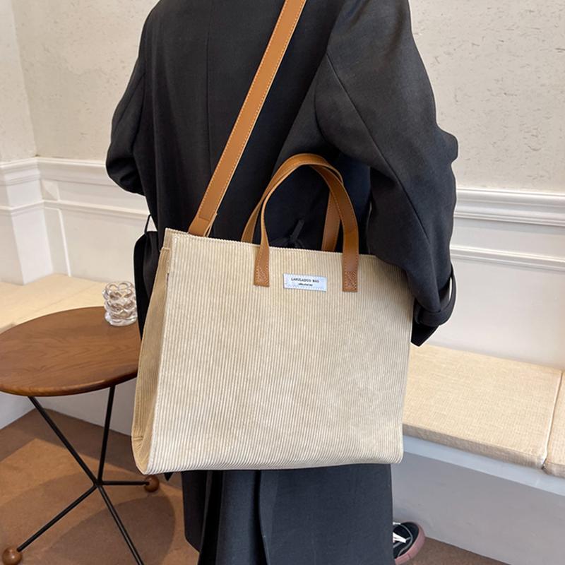 Casual Tote Soft Corduroy Satchel Shoulder Bags For Women Ladies Large Capactiy Office Handbags Shopping Crossbody Bag ARI