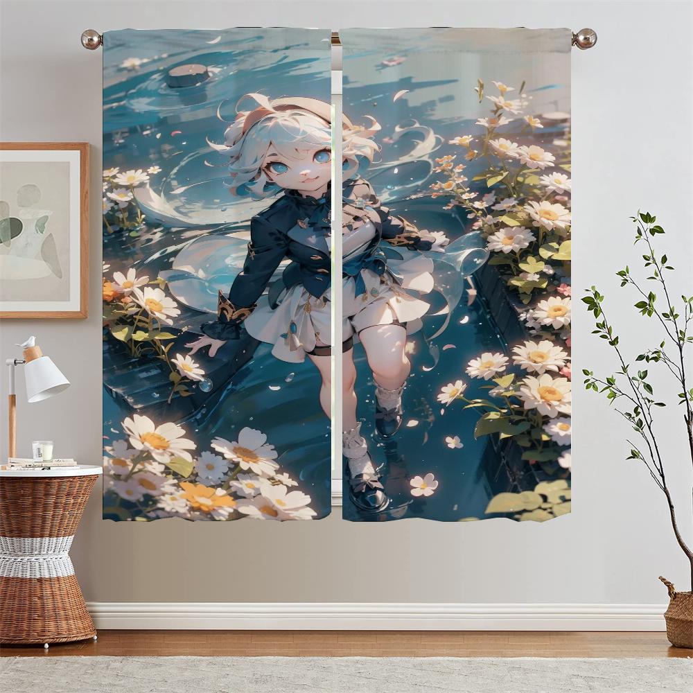 Water God Elegant Room Curtains for Living Room Shade Curtain Tiebacks Bedroom Curtains 2 Pieces Modern Home Decoration Blackout