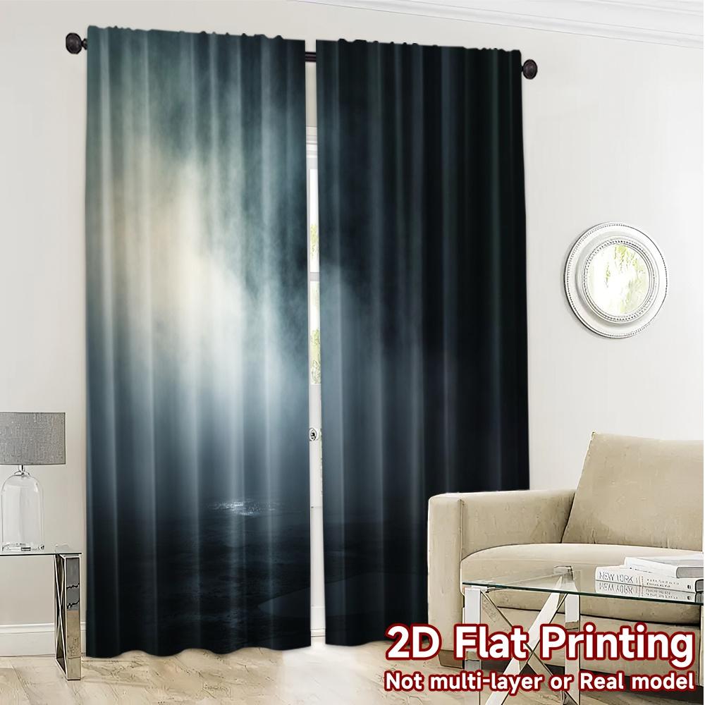 2pcs   2D FLAT PRINTING Curtains (Without Rod) Mystic Haze Popular Curtains&Window Treatment Polyester Easy Install Curtains