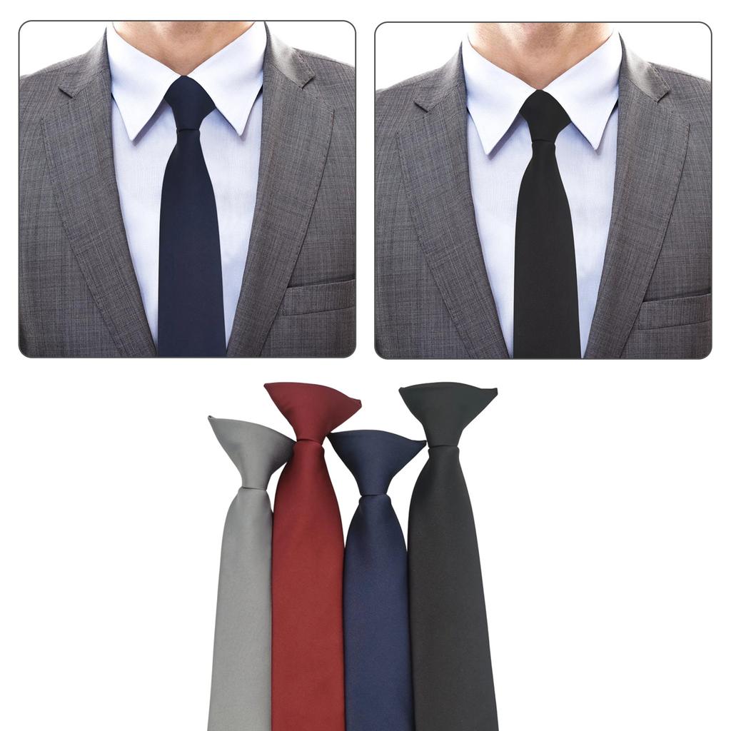 Mens Womens Solid Color Clip On Neck Tie for Uniform Pre Tied Adjustable Necktie for Business Meetings and Formal Event