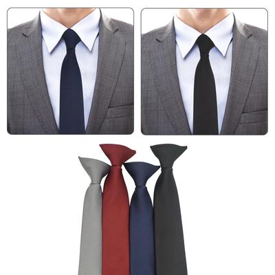 Mens Womens Solid Color Clip On Neck Tie for Uniform Pre Tied Adjustable Necktie for Business Meetings and Formal Event