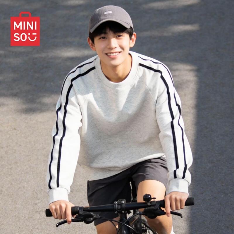 MINISO Men s American Retro Colorblock Crew Neck Sweatshirt 2XL