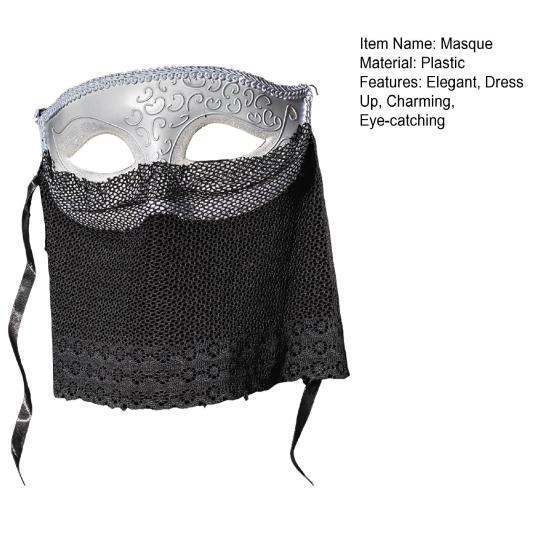 Masquerade Masque with Mesh Veil for Men And Women Mardi Gras Cosplay Masque for Halloween Venetian Ball Party