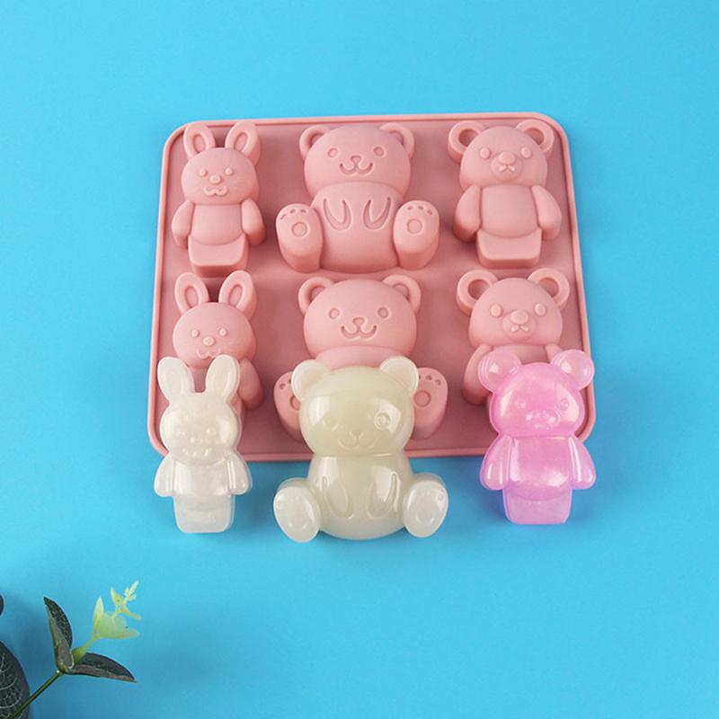 

1 шт. 6-гнездная силиконовая форма для выпечки милых мультяшных животных инструменты для самостоятельного изготовления розовый