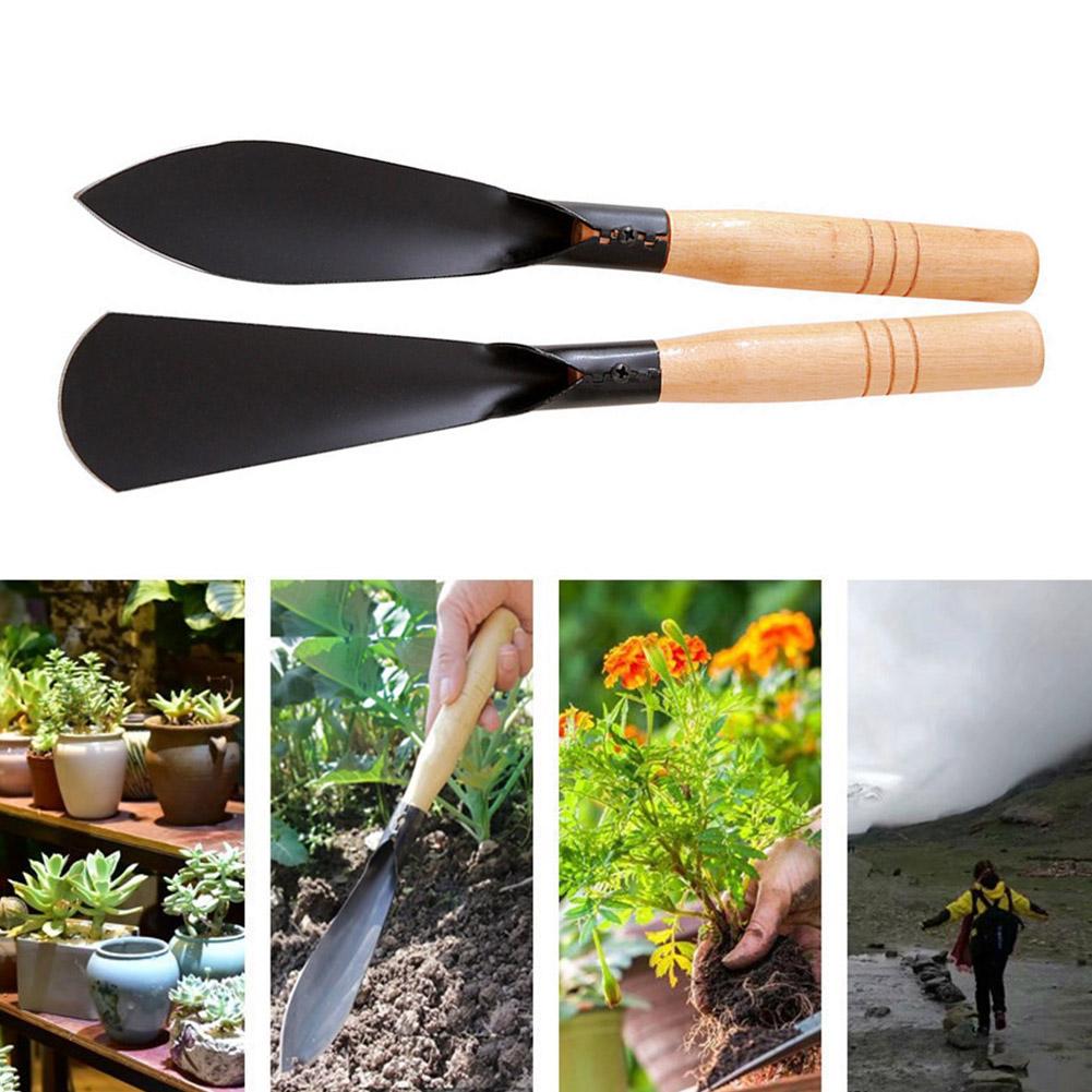 Dual-Edge Metal Garden Spade With Non-Slip Wooden Handle, For Digging/Weeding/Transplanting,Multi-Purpose Gardening Tool Set